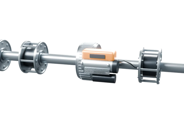 Moteur central et axe du rideau métallique